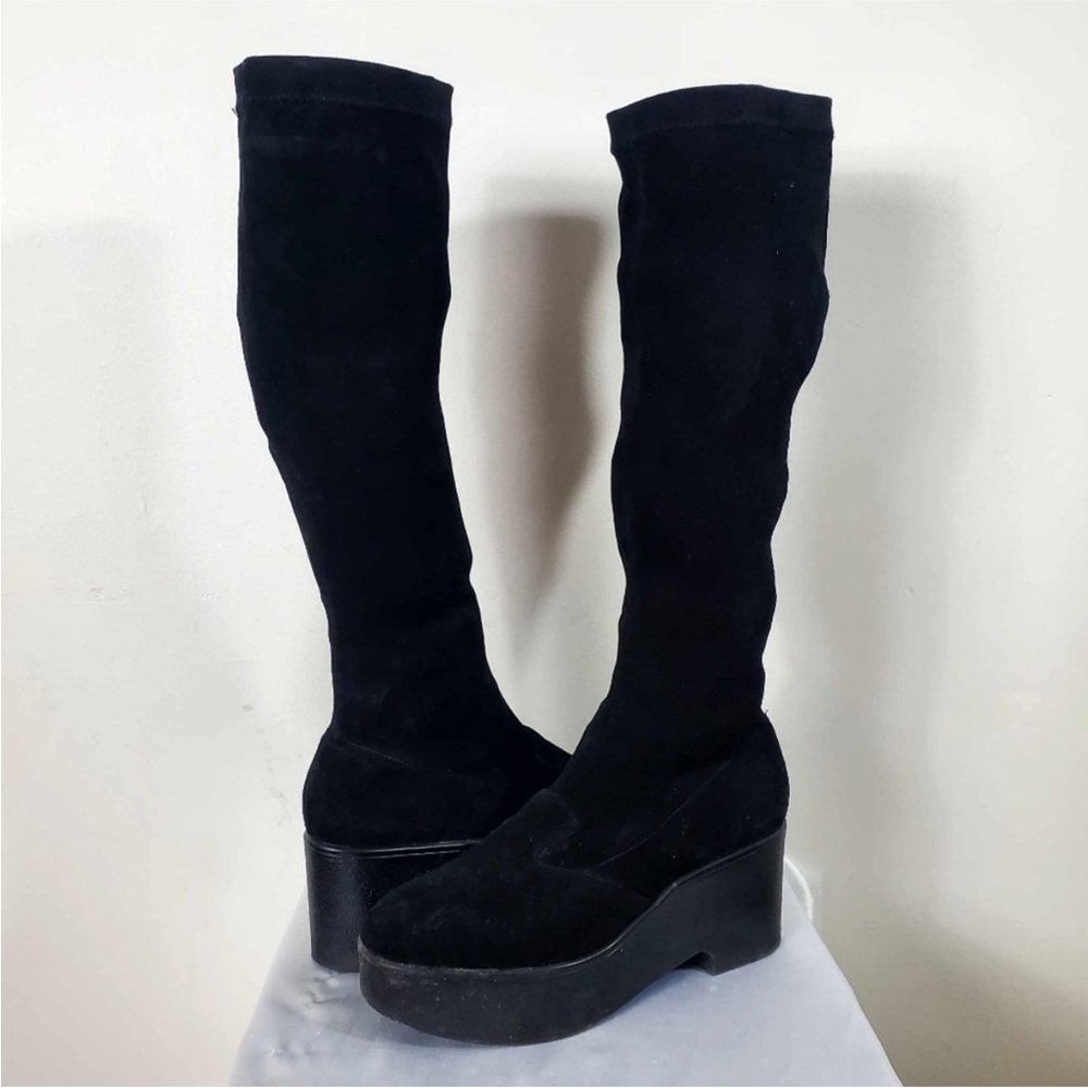 Robert Clergerie Tall Black Suede Sock Boots